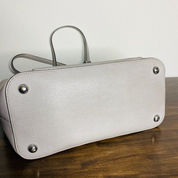 Michael Kors Jet Set Gray Saffiano Leather Tote Double Handle Traveler Bag - Picture 5 of 14